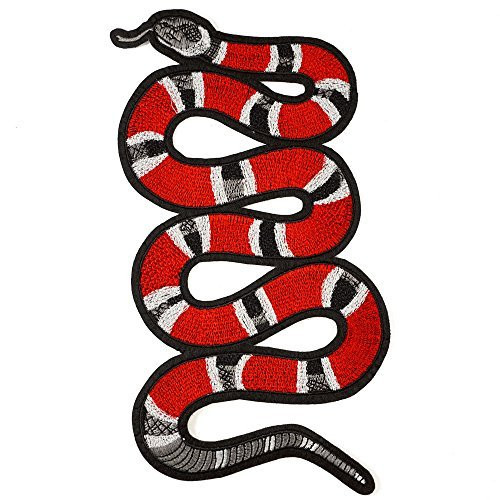 Red Snake Embroidered Iron-On Applique Patch, Embroidery Patch by 1 pc, 11-1/2'', TR-11295