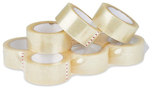 Amiff Acrylic Carton Sealing Tape 2 inch Wide Packing Tape 2.0 mil, 110 Yards. Adhesive Storage Tape. Packaging, Shipping, Mailing, Moving, Wrapping. 6 Rolls of Clear Acrylic Tapes.