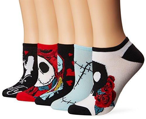 Disney womens Nightmare Before Christmas 5 Pack No Show Casual Sock, Black Primary, Fits Sock Size 9-11 Fits Shoe Size 4-10.5 US