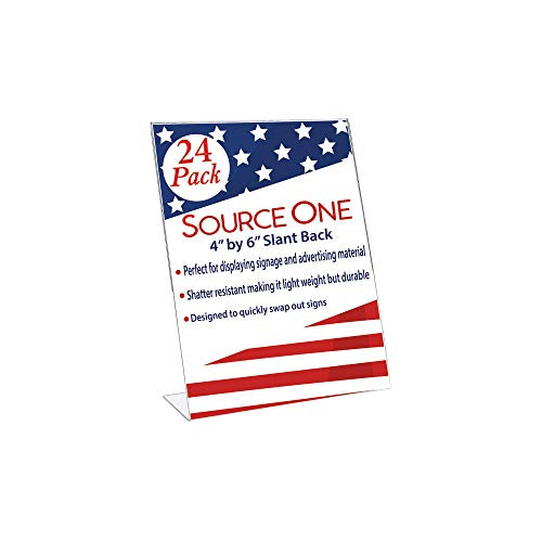 Source One 4 x 6 Inches Slant Back Clear Acrylic Sign Holder Ad Frame Picture Frame (24 Pack) Source One 4 x 6 Inches Slant Back Clear Acrylic Sign Holder Ad Frame Picture Frame (24 Pack)