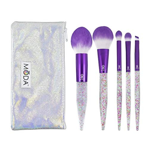 Royal & Langnickel MODA Full Size Glitter Bomb 6pc Complete Makeup Brush Kit with Pouch Includes, Pointed Powder, Blush, Crease, Eye Shader, and Line Brushes, Purple Royal & Langnickel MODA Full Size Glitter Bomb 6pc Complete Makeup Brush Kit with Pouch Includes, Pointed Powder, Blush, Crease, Eye Shader, and Line Brushes, Purple