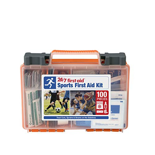 24/7 First Aid 100 Piece Sports First Aid Kit, Orange