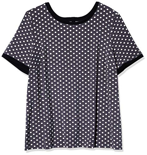 Anne Klein Women's Size Plus Button Back TOP, Nantucket Grey/Oyster Shell Combo, 2X