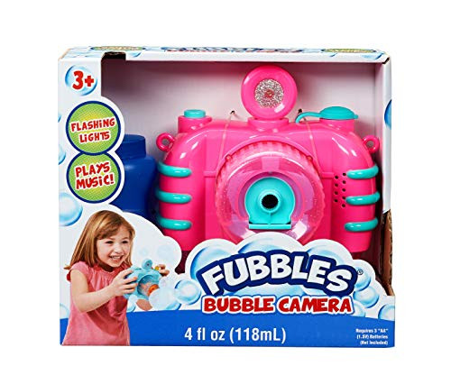 Little Kids Fubbles Bubble Camera with Realistic Shutter Sound, Fun Lights and Music. Includes Premium Bubble Solution, Pink (47302E)