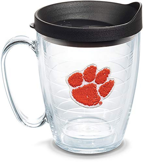 Tervis Clemson Tigers Clemson Tumbler with Emblem and Black Lid 16oz Mug, Clear Tervis Clemson Tigers Clemson Tumbler with Emblem and Black Lid 16oz Mug, Clear