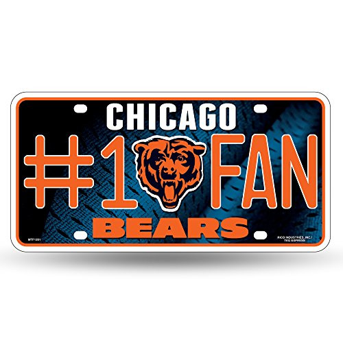 NFL Rico Industries #1 Fan Metal License Plate Tag, Chicago Bears NFL Rico Industries #1 Fan Metal License Plate Tag, Chicago Bears