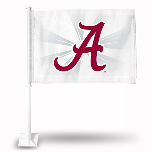 NCAA Rico Industries Car Flag including Pole, Alabama Crimson Tide - White NCAA Rico Industries Car Flag including Pole, Alabama Crimson Tide - White