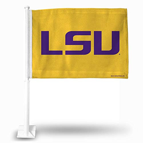 NCAA Rico Industries Car Flag including Pole, LSU Tigers - Yellow