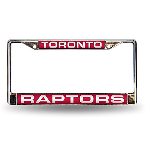 NBA Rico Industries Laser Cut Inlaid Standard Chrome License Plate Frame, Toronto Raptors - Red Insert
