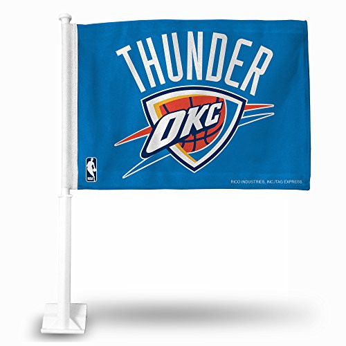 NBA Rico Industries Car Flag including Pole, Oklahoma City Thunder - Blue