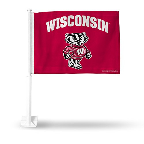 NCAA Rico Industries Car Flag including Pole, Wisconsin Badgers
