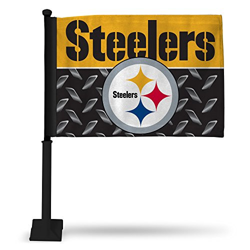NFL Rico Industries Car Flag including Pole, Pittsburgh Steelers - Black & Yellow