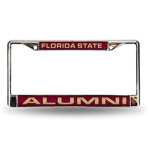 NCAA Florida State Seminoles "Alumni" Laser Cut Inlaid Standard Chrome License Plate Frame, Chrome