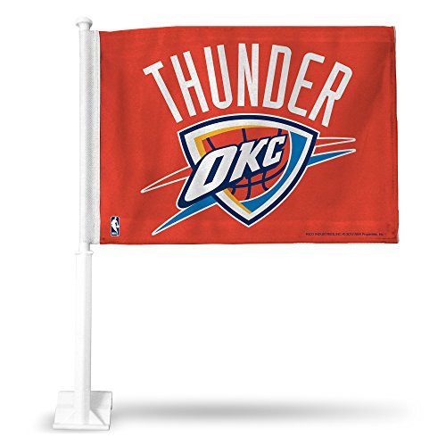 NBA Rico Industries Car Flag including Pole, Oklahoma City Thunder - Orange