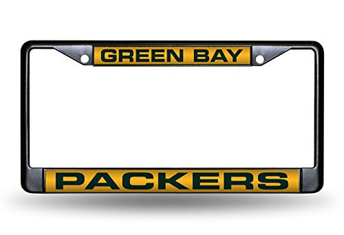 NFL Rico Industries Laser Cut Inlaid Standard Chrome License Plate Frame, Green Bay Packers