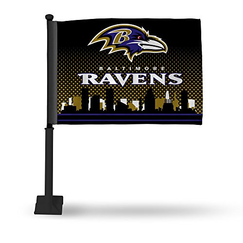 NFL Rico Industries Car Flag including Pole, Baltimore Ravens - Black