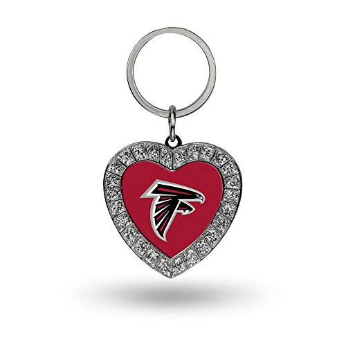 NFL Rico Industries Metal Rhinestone Heart Keychain, Atlanta Falcons NFL Rico Industries Metal Rhinestone Heart Keychain, Atlanta Falcons