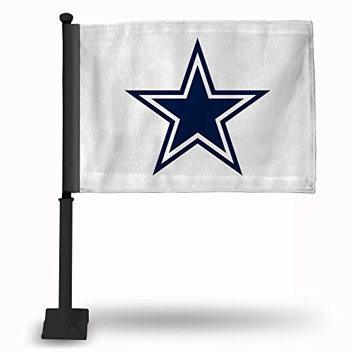 NFL Rico Industries Car Flag including Pole, Dallas Cowboys - White