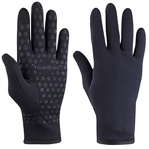 TrailHeads Womens Running Gloves | Touchscreen Gloves | Power Stretch Winter Running Accessories (Solid Black, Medium)