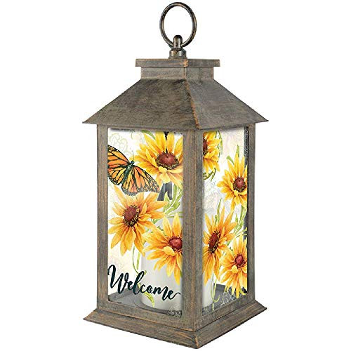 Carson 43452 Sundrenched Blossoms Decorative Candle Lantern, Multicolor