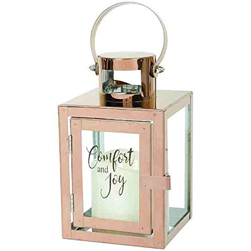 Carson Comfort and Joy Decorative Candle Lantern,Pink