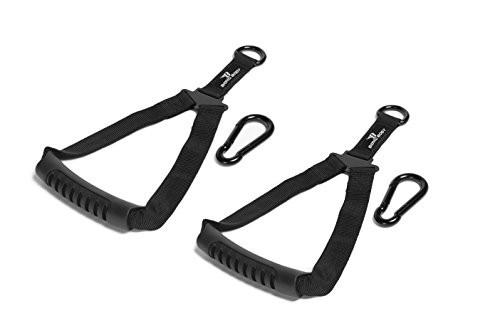 Bionic Body Set of 2 Single-Grip Handles with Carabiner Clips for Resistance Tube Exercise Strength Training and Cardio Workout BBSH-001