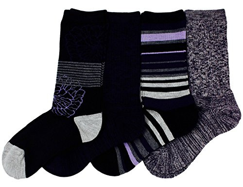 Kirkland Signature Ladies' Trail Socks Merino Wool (Purple), 4 Pairs, Fits Shoe Size: 4-10.5