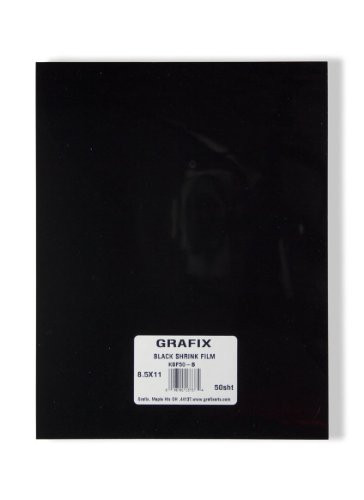 Grafix KSF50-B 8-1/2-Inch by 11-Inch Shrink Film, Black, 50-Pack