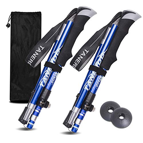 EASY BIG Walking Stick Trekking Poles Collapsible Hiking Poles - Auminum Alloy 7075 Trekking Sticks,Antishock and Quick Lock System, Telescopic, Collapsible, Ultralight (Blue, 43-51Inches/110-130CM)