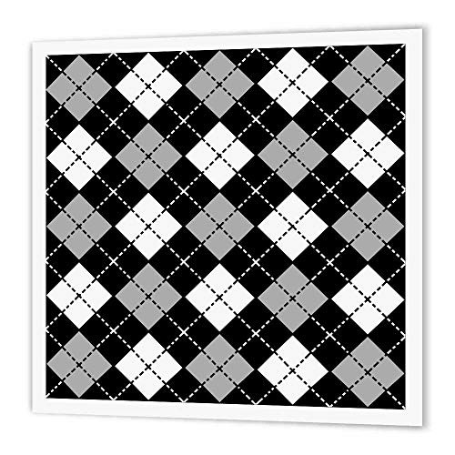 3dRose ht_20420_1 Argyle Design Grey Black White Iron-On Heat Transfer for White Material, 8 x 8