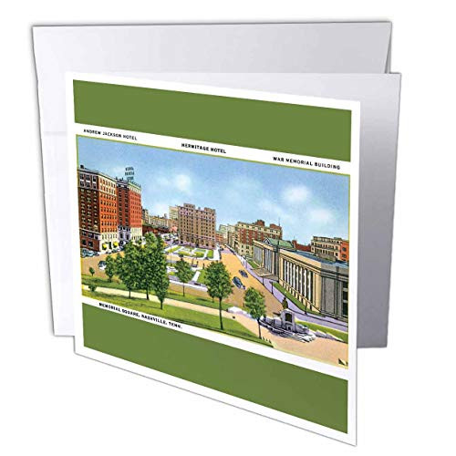 Memorial Square Nashville Tennessee Scene, Vintage Cars - Greeting Cards, 6 x 6 inches, set of 6 (gc_170625_1)