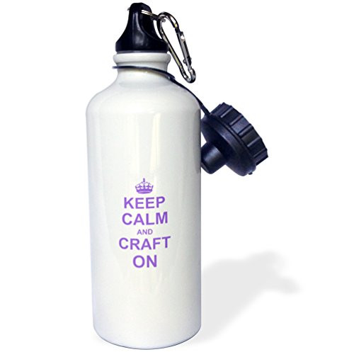 3dRose "Keep Calm and Craft on-carry on crafting-gift for crafters-purple fun funny humor humorous" Sports Water Bottle, 21 oz, White 3dRose "Keep Calm and Craft on-carry on crafting-gift for crafters-purple fun funny humor humorous" Sports Water Bottle, 21 oz, White