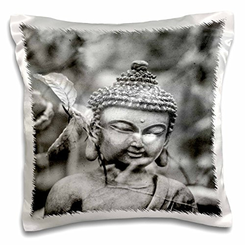 3D Rose Grey and Vintage Buddha Asia Symbol Pillow Case, 16" x 16"