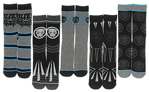 Black Panther Marvel Comics Movie Character Costume Adult Crew Socks 5 Pair Black Panther Marvel Comics Movie Character Costume Adult Crew Socks 5 Pair