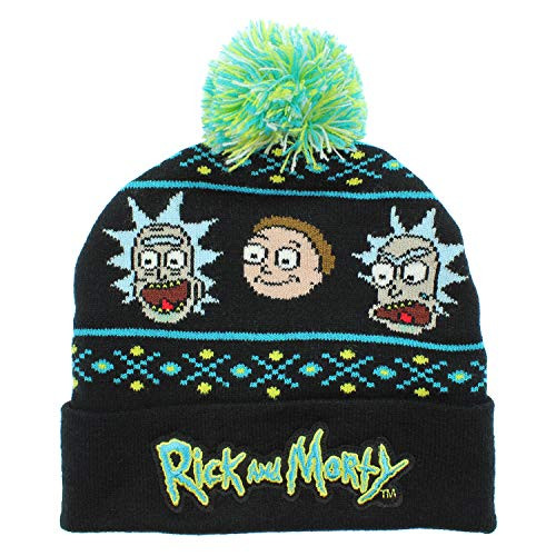 Bioworld Adult Swim Rick and Morty Magic Jacquard Pom Beanie Hat Black Bioworld Adult Swim Rick and Morty Magic Jacquard Pom Beanie Hat Black