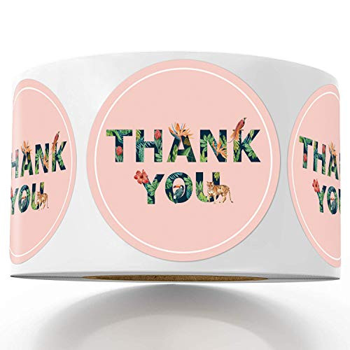 Modern Thank You Stickers, Round Pink Woodland Animals Thank You Stickers, Chic Pink Thank You Label Tags, 1.4 Inches 500 Adhesive Thank You Label Stickers.