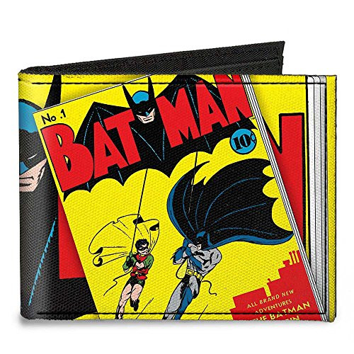 Buckle-Down Canvas Bifold Wallet - Classic BATMAN Issue #1 Robin & Batman/Logo CLOSE-UP Cover Pose