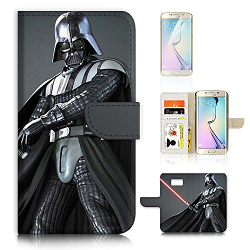 ( For Samsung S7 Edge ) Flip Case Wallet Cover with Screen Protector - US B30019 - Starwars Darth Vader B30019