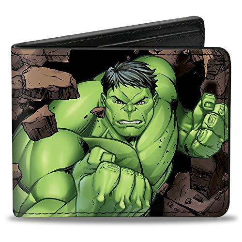 Buckle-Down Men's Bifold Wallet Hulk, 4.0" x 3.5"