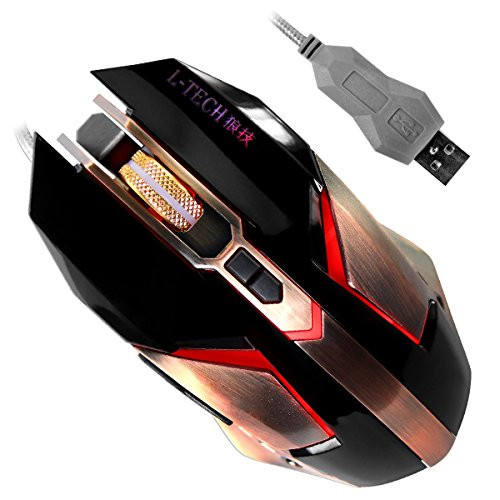 Programmable Ergonomic Gaming Mouse 3200 DPI for Laptop PC 8 Button LED Optical Mice L-tech (Black)