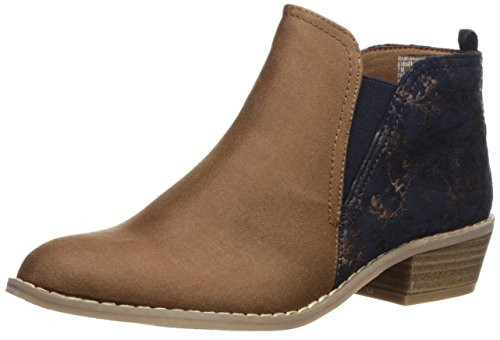 Rampage Women's Saddie Chelsea Boot, Camel/Navy Fabric, 6.5 Medium US