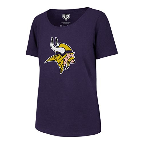 OTS NFL Minnesota Vikings Women's Slub Scoop Tee, Distressed Logo, Medium OTS NFL Minnesota Vikings Women's Slub Scoop Tee, Distressed Logo, Medium