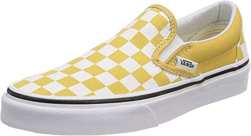 Vans Unisex Adults' Classic Slip on Trainers, Yellow ((Checkerboard) Ochre/True White Qcp), 9 UK 43 EU