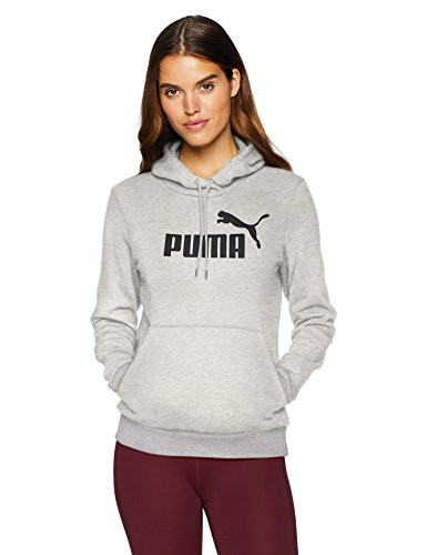 PUMA Women's Essentials Logo Hoody Fleece, Light Gray Heather, X-Small