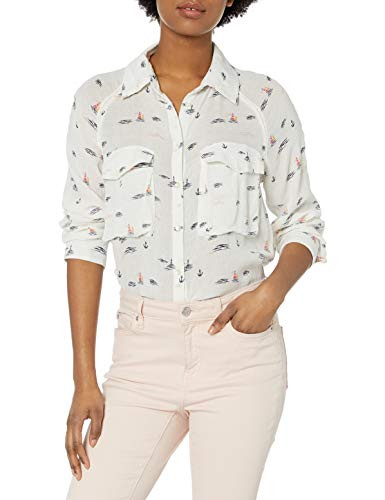 Roxy Junior's Juvia Button Up Top, Marshmallow Bay Cruise, XS