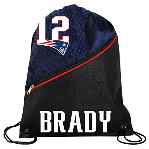 FOCO New England Patriots Official High End Diagonal Zipper Drawstring Backpack Gym Bag - Tom Brady #12