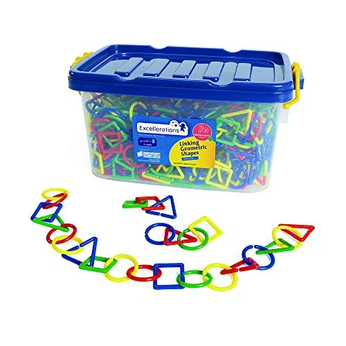 Excellerations Geometric, Counting, Linking Shape Chains in Storage Bin, 500 Pieces, Early Math Skills, Educational Toy, Preschool, STEM, Kids Toys