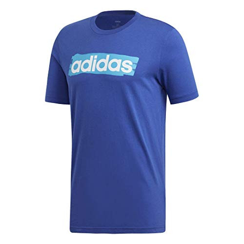 adidas Men's Linear Brush Tee Active Blue Medium