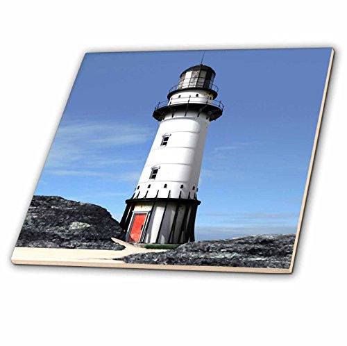 3dRose ct_5717_1 Light House Ceramic Tile, 4-Inch