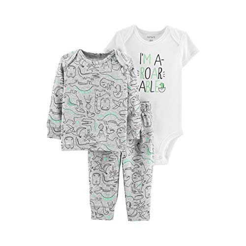 Carter's 3 Piece Little Character Set, Roarable Grey Dinosaurs, 6 Months